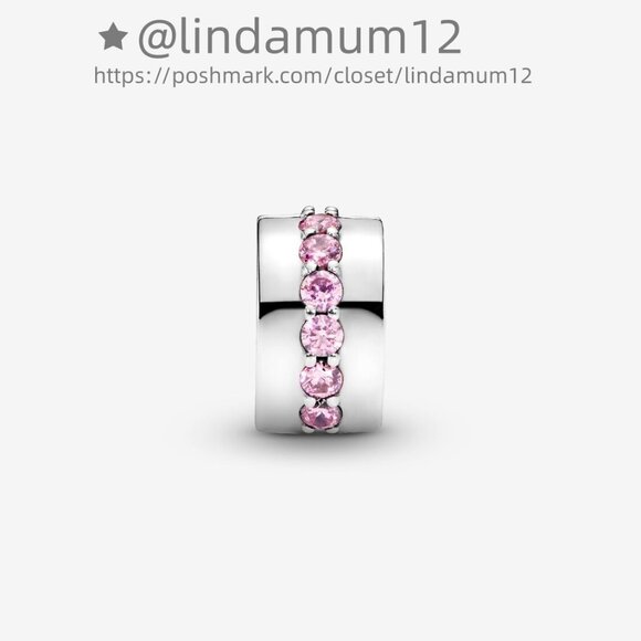 Pandora Pink Sparkling Row Clip Charm - Picture 1 of 7